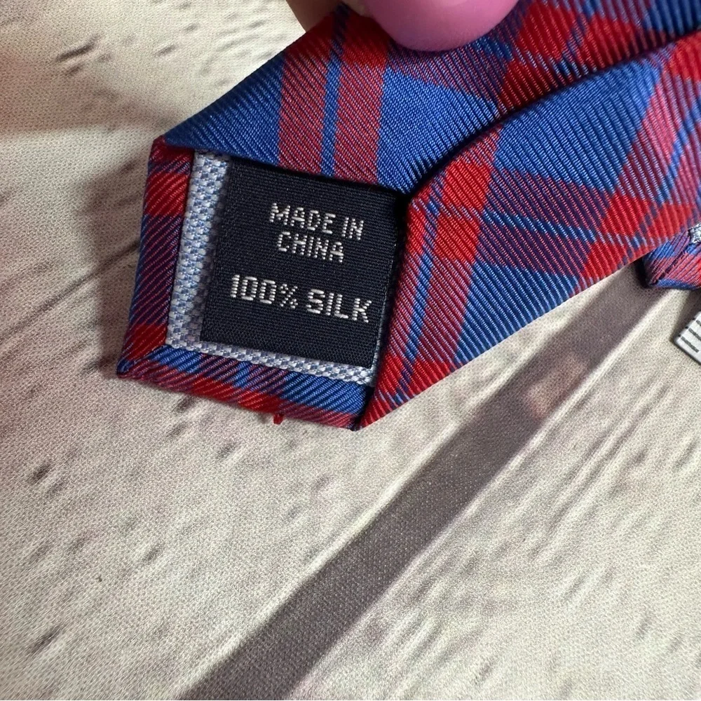 tommy hilfiger Blue and Red Plaid Men's silk Tie